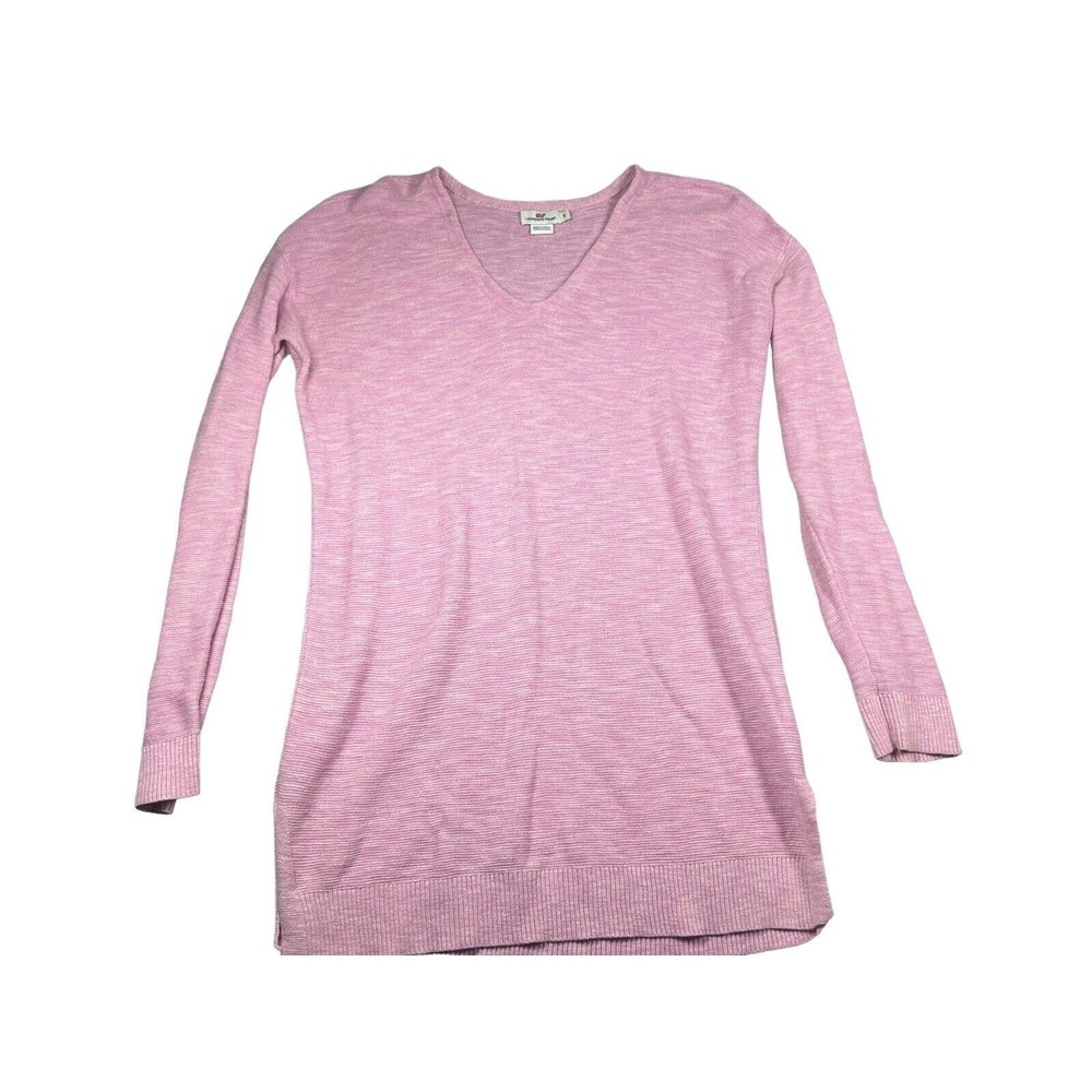 Vineyard Vines Womens Sweater Size Small ~ Pink V Neck Cotton Tight Knit
